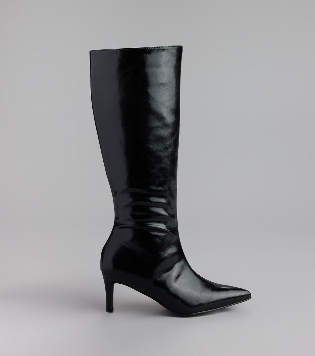 Sleek Stance Faux Leather Stiletto Boots